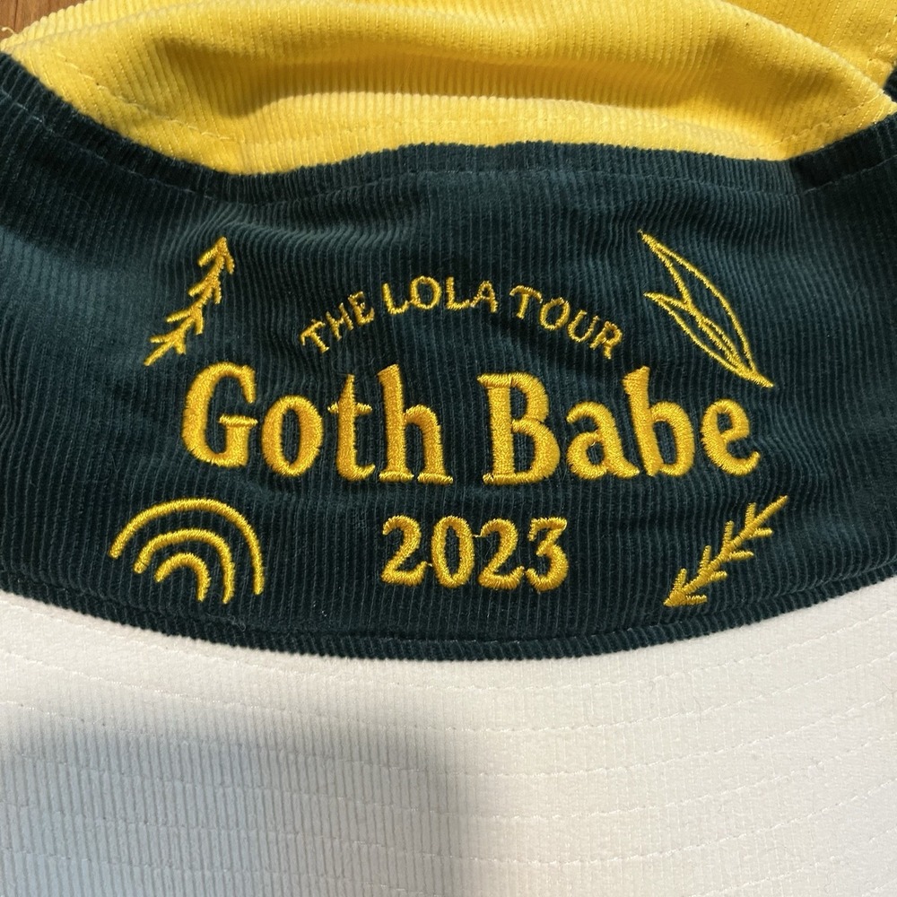 Goth Babe Bucket Hat 2023 The Lola Tour Green Yellow White Corduroy - Picture 3 of 6
